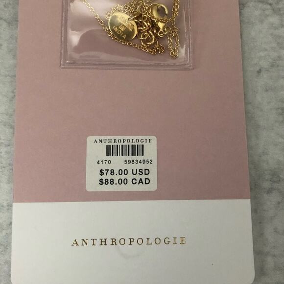 Anthropologie Joya Deco Diamond Monogram Pendant Necklace Letter K NEW - Picture 5 of 9